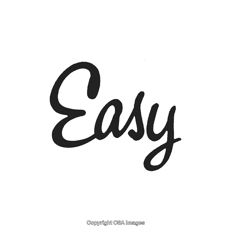Handwritten Calligraphy of the Word 'Easy' on White Background