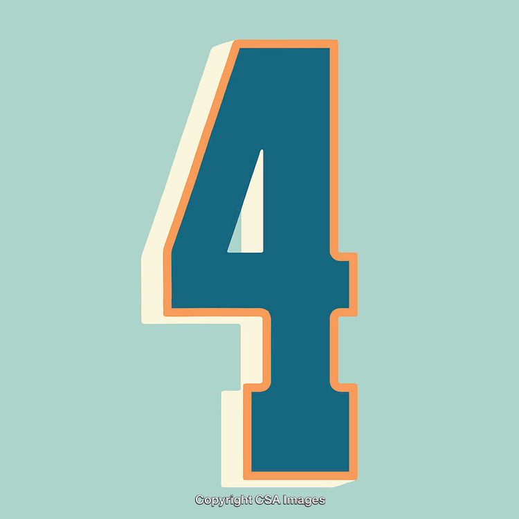 Stylized Number Four with Retro Design and Vibrant Colors