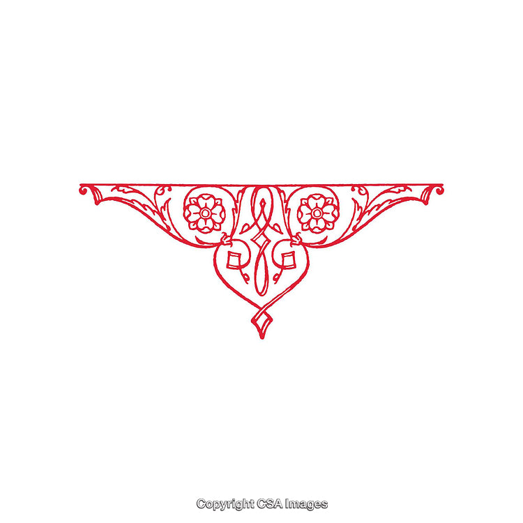 Ornate Floral Border Design in Red with Intricate Detail