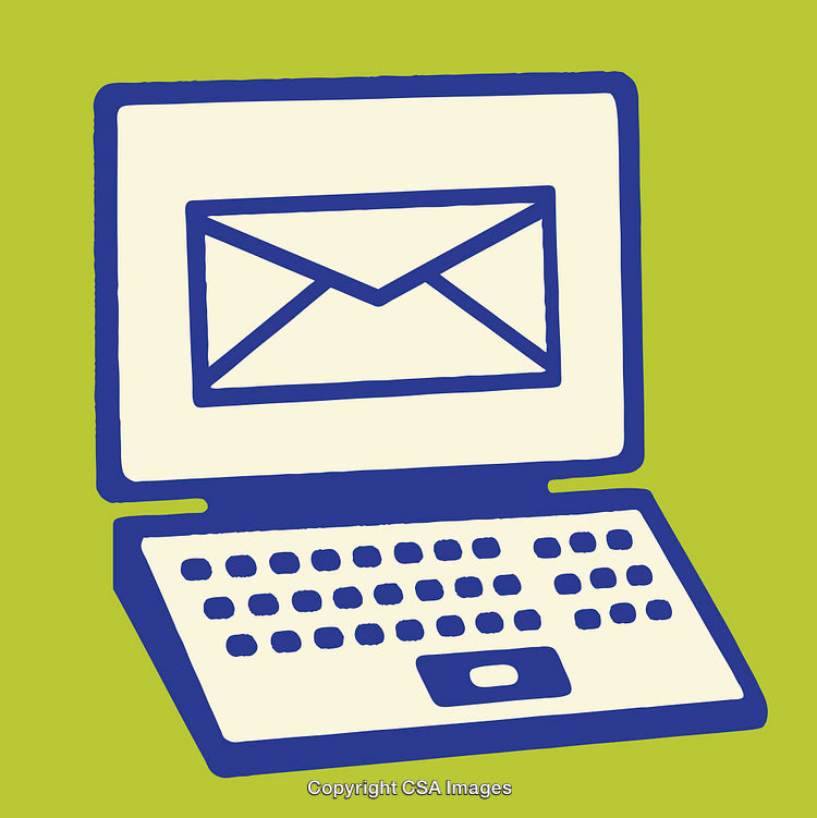 Colorful Illustration of a Laptop with an Email Symbol Icon
