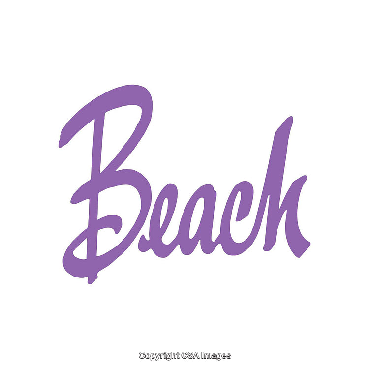Purple Handwritten Typography Featuring the Word 'Beach' in Stylish Design