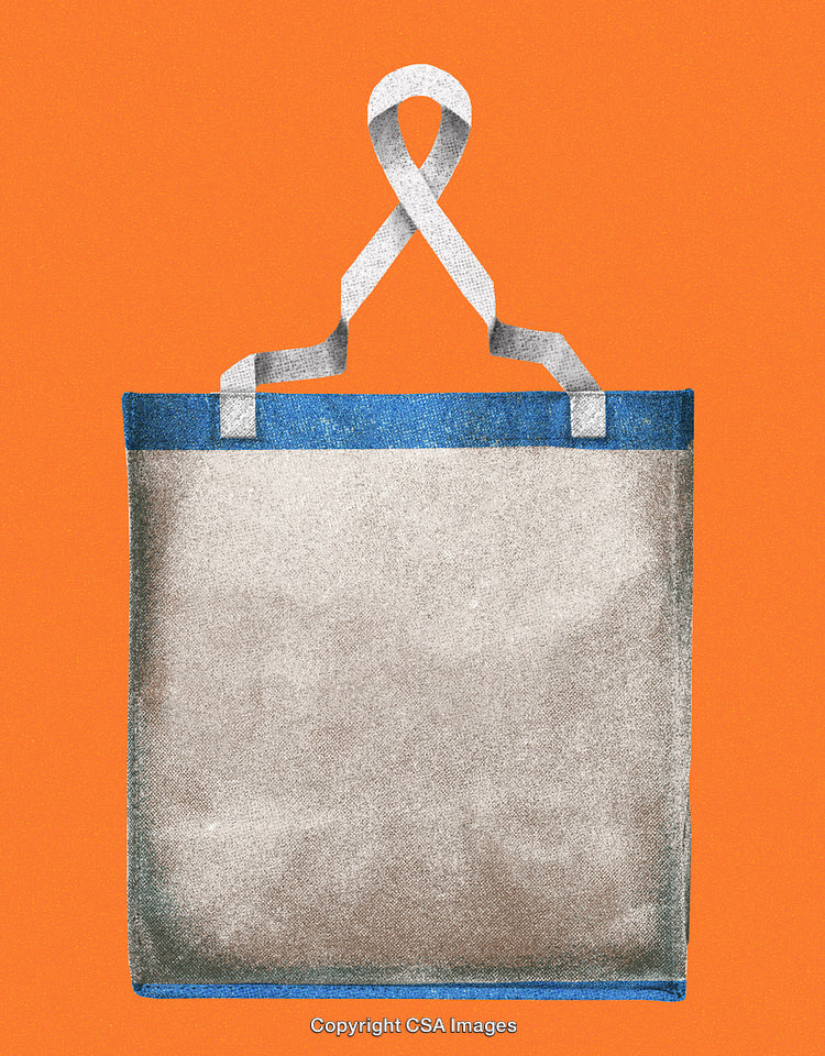 Reusable Shopping Bag on Vibrant Orange Background
