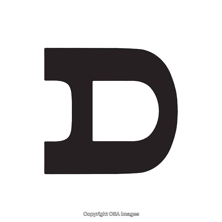 Bold Black Letter D on a Clean White Background for Typographic Use