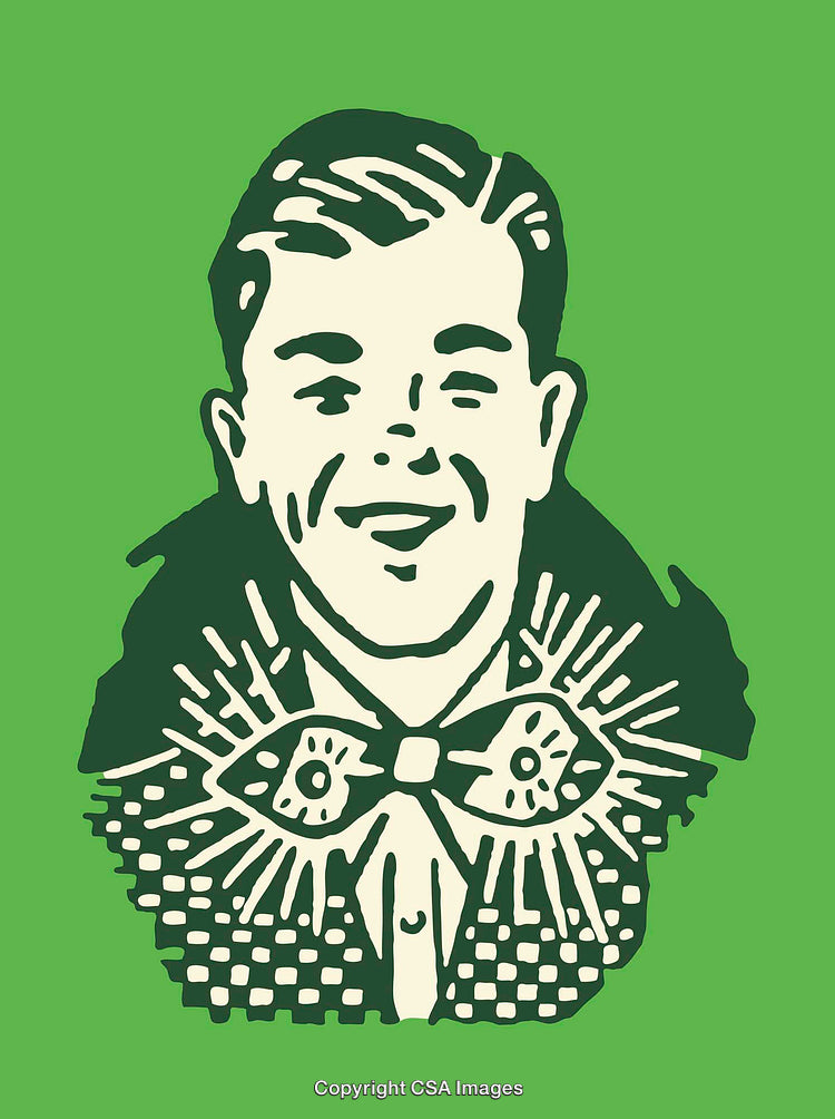 Vintage Inspired Portrait With Bold Colors and Abstract Details on Green Background