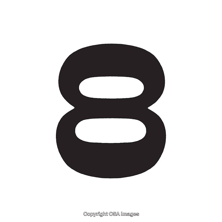Black Bold Number Eight On White Background Symbol Illustration