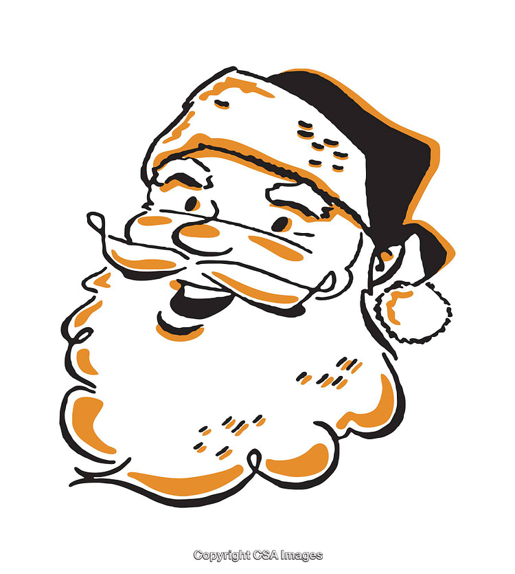 Illustrated Santa Claus Face with Happy Holiday Expression