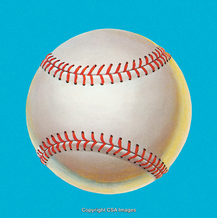 Close-Up of Baseball with Red Stitches on Blue Background