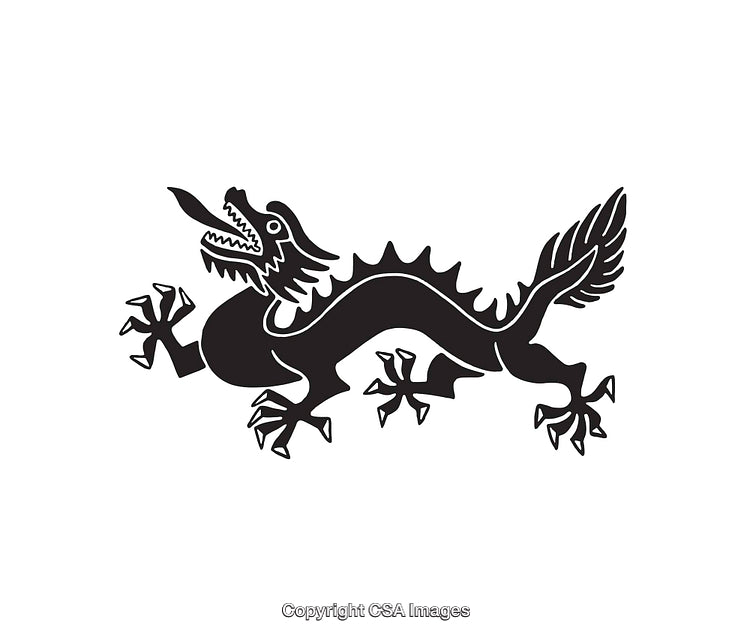 Black and White Illustration of a Mythical Animal Silhouette