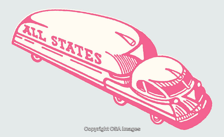 Retro Line Art Illustration of Stylized Truck Design in Pink