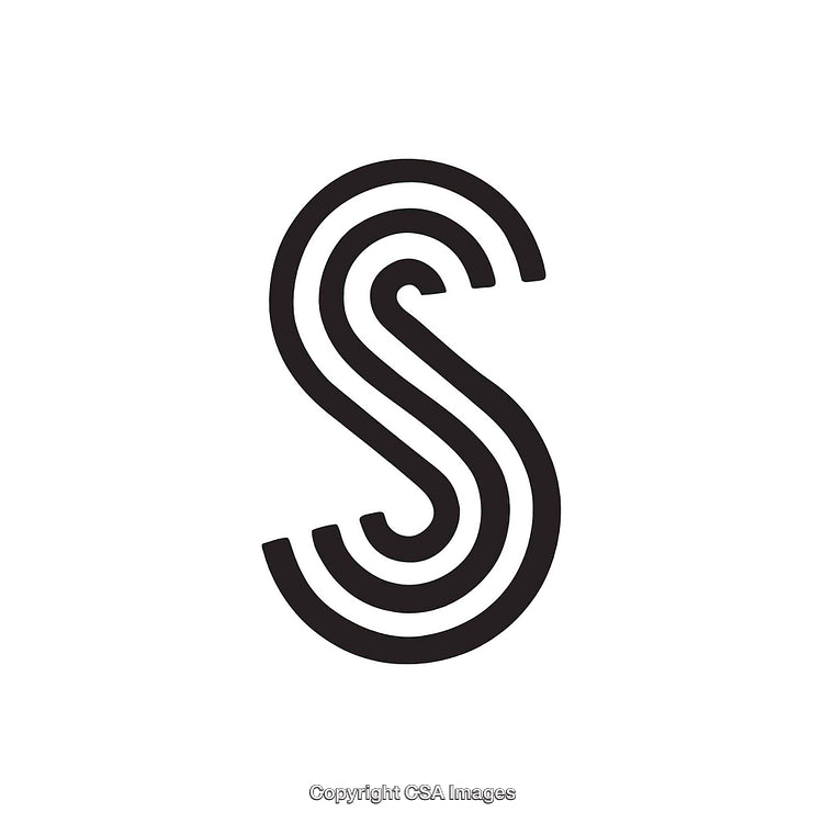Stylized Black Letter S on Minimal White Background