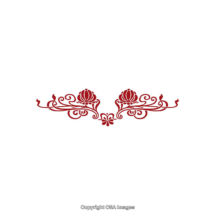 Elegant Red Ornamental Floral Divider with Intricate Symmetrical Design