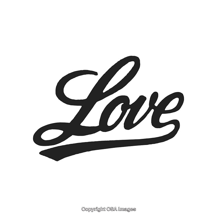 Elegant Calligraphy of the Word Love in Vintage Style on White Background