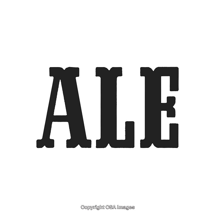 Vintage Black Typography Featuring 'Ale' on White Background