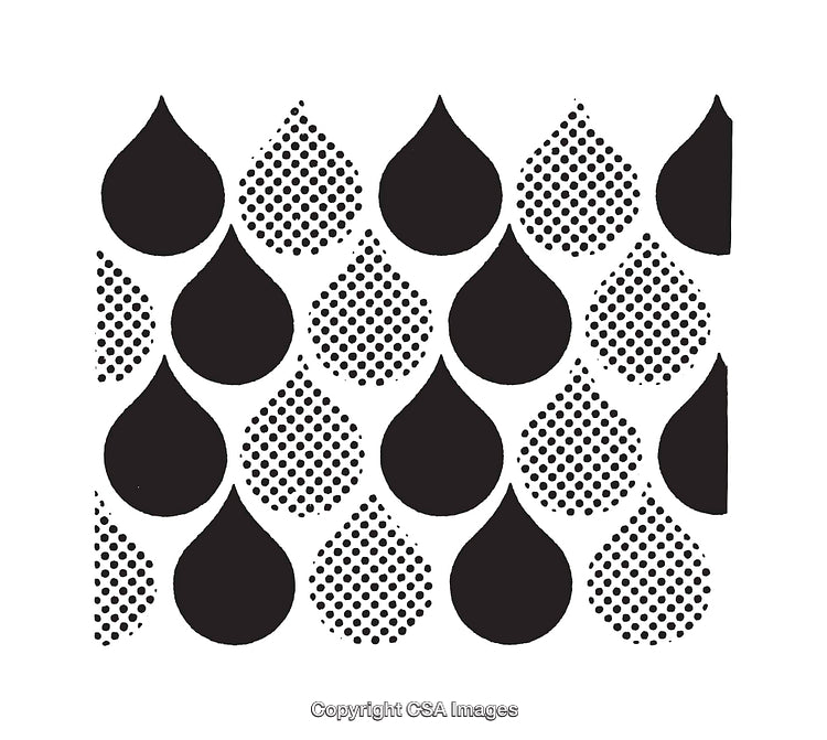 Abstract Black and White Teardrop Pattern with Dotted Design Elements