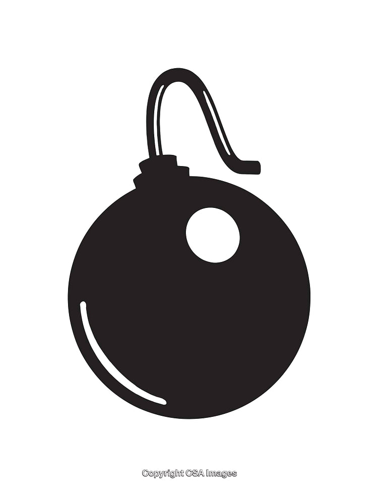 Classic Black-and-White Icon of a Cartoon Explosive Bomb