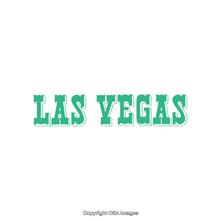 Vintage Green Las Vegas Typography on a White Background