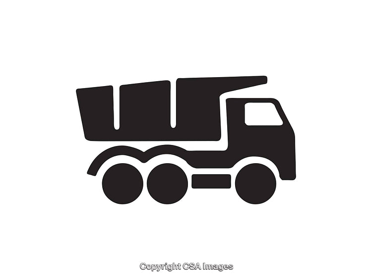 Black And White Icon of a Dump Truck Silhouette