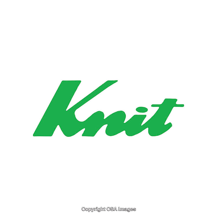Bright Green Text Design Depicting the Word Knit on White Background
