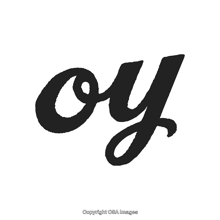 Stylish Handwritten Oy Symbol on Clean White Background in Black Ink