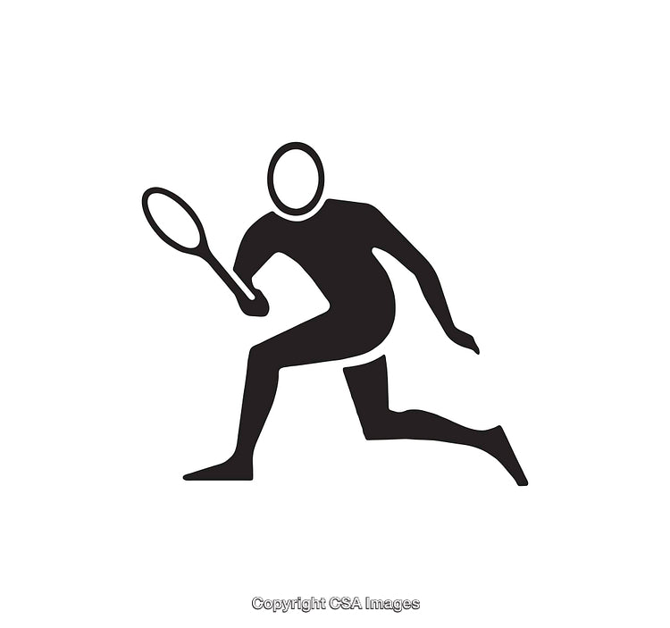Silhouette Icon of a Tennis Player Holding a Racket in Motion