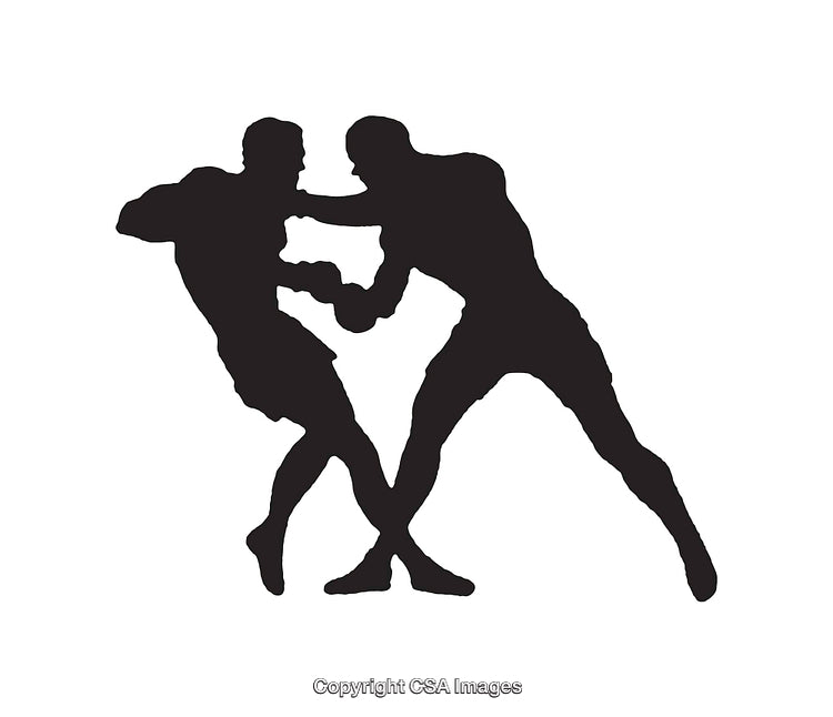 Silhouette Illustration of Two Figures Engaged in a Competitive Fight