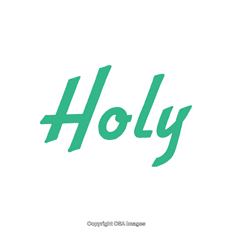 Green Script Typography Word Displaying the Text 'Holy' on a White Background