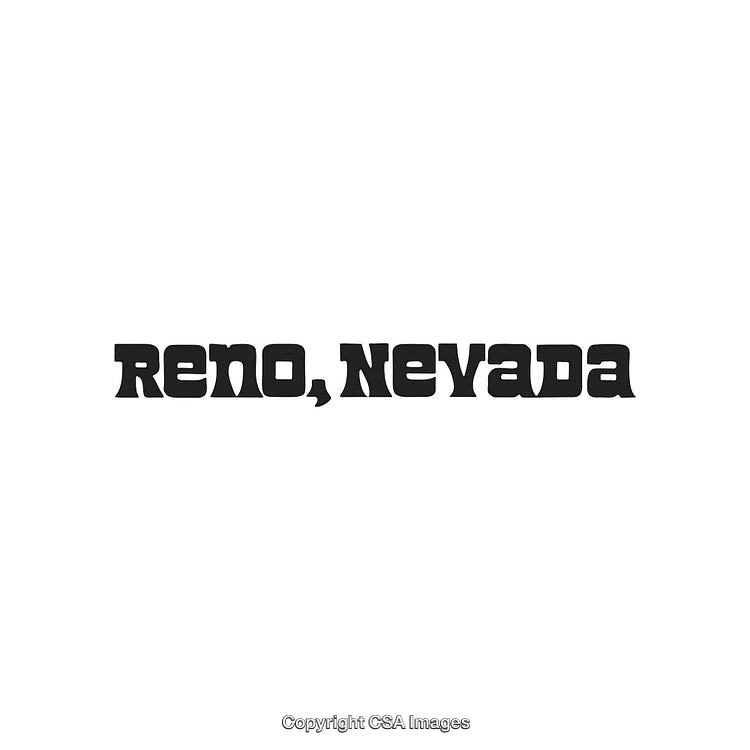 Reno, Nevada Text Logo in Western-Style Black Typeface Isolated on White Background