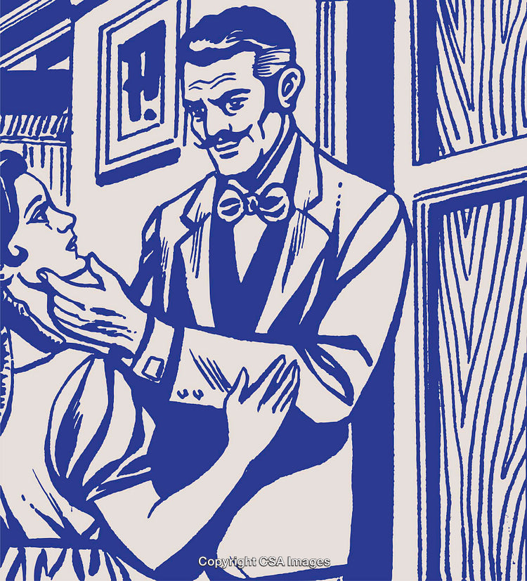 Vintage Inspired Illustration of a Man and Woman in an Intimate Moment