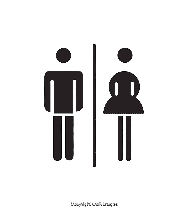Black And White Male And Female Restroom Sign Icons Design