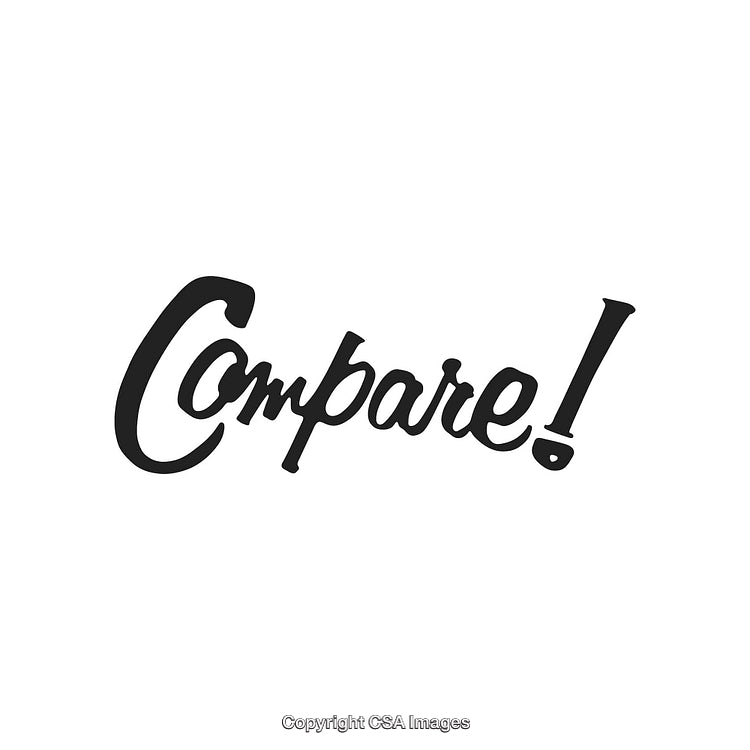 Hand Drawn Calligraphy Text Saying 'Compare!' in Black Letters