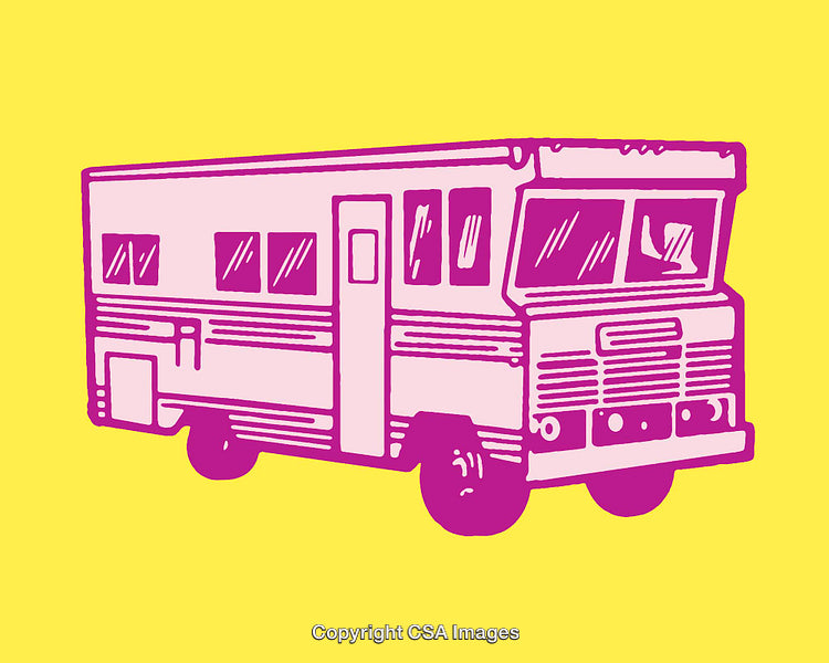 Colorful Retro Camper Van On Vibrant Background Vector Illustration