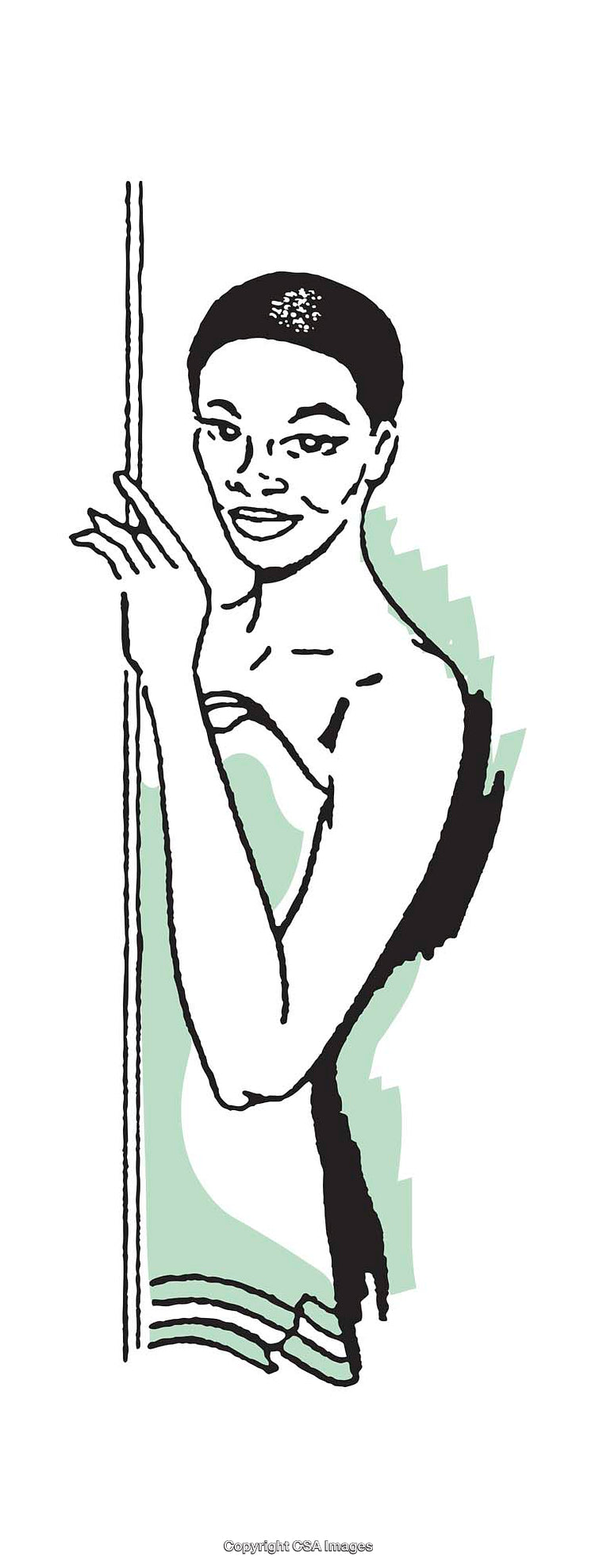 Elegant Line Art Illustration of a Woman with Vintage Aesthetic