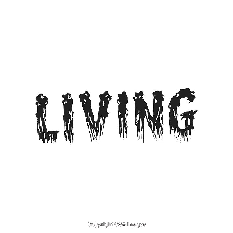 Distressed Black Text Reading 'Living' on White Background
