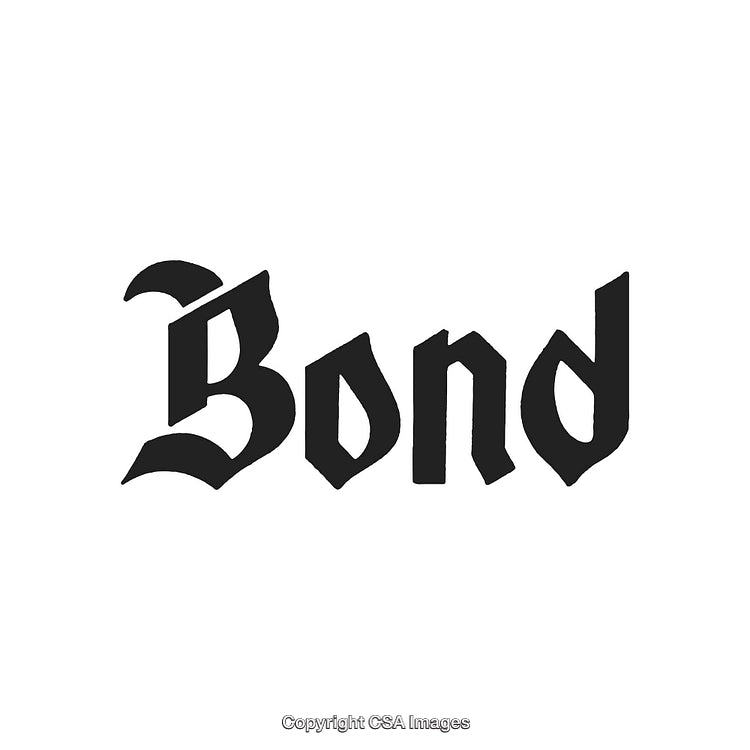 Bold Gothic Typeface Design With the Word Bond in Black Text
