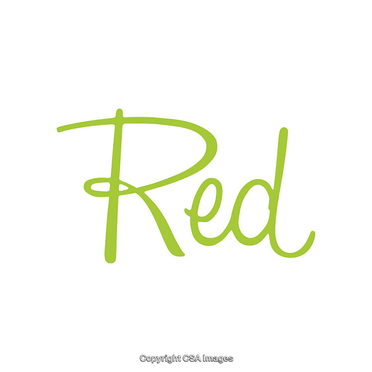 Bright Green Stylized Word 'Red' on White Background