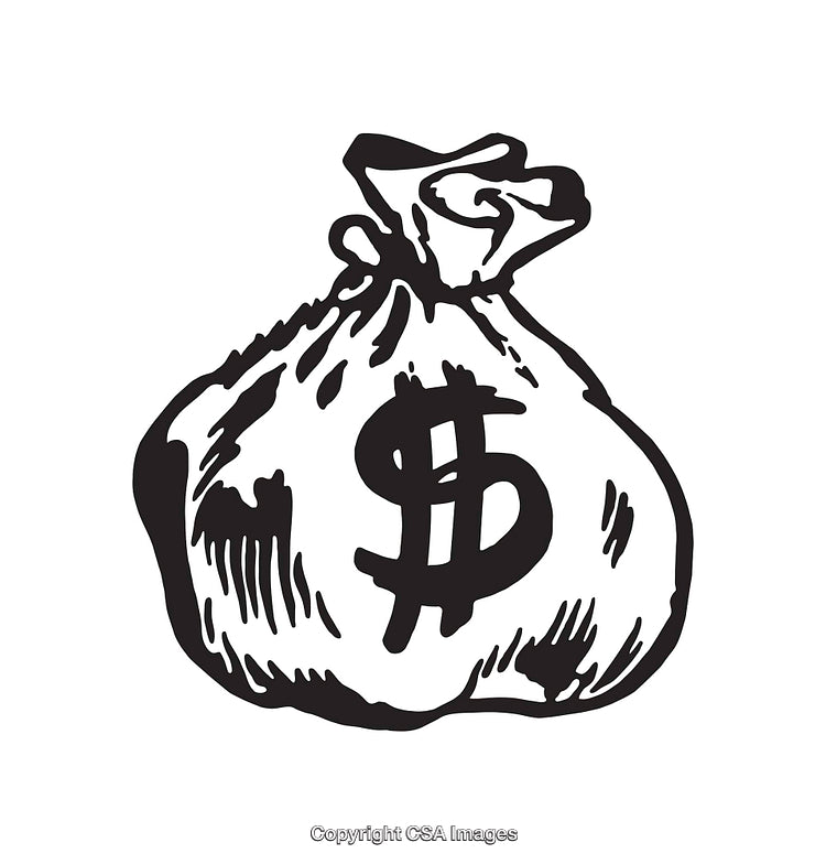 Black and White Money Bag with Dollar Symbol Illustration