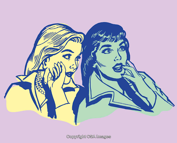 Color Line Art Illustration of Two Women in an Animated Pose