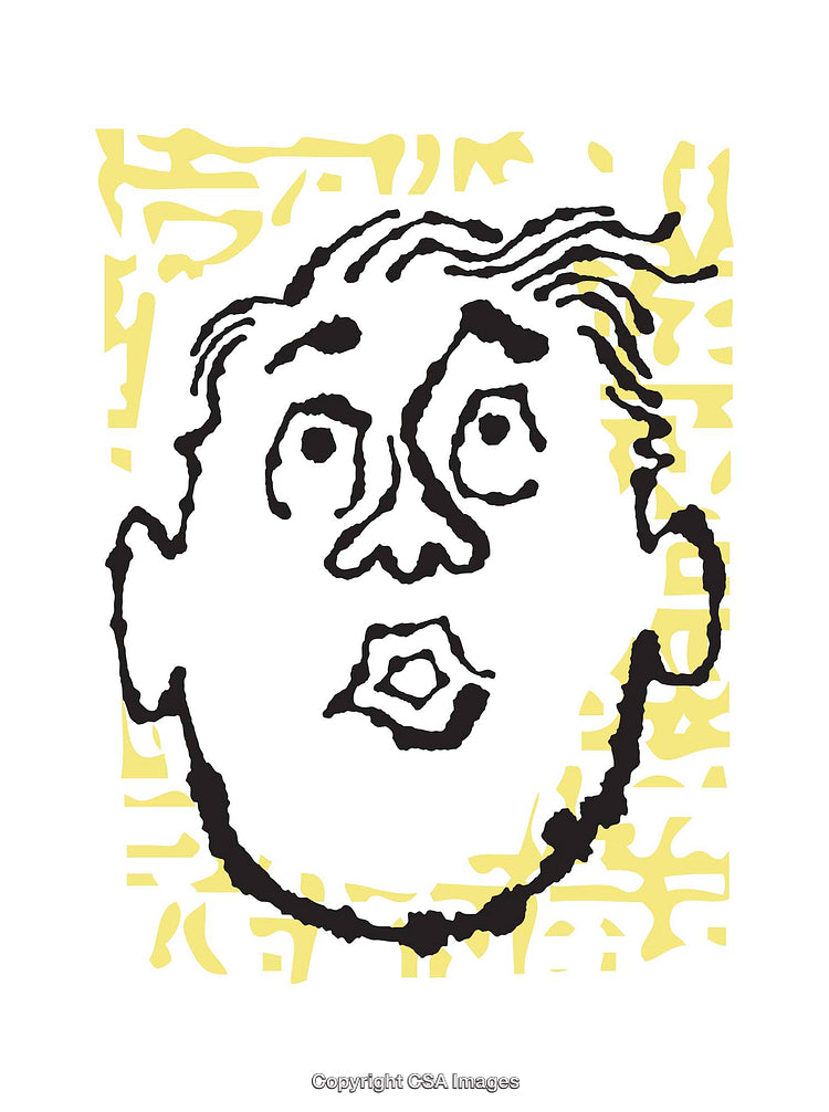 Caricature Style Portrait With Expressive Facial Features on Vibrant Background