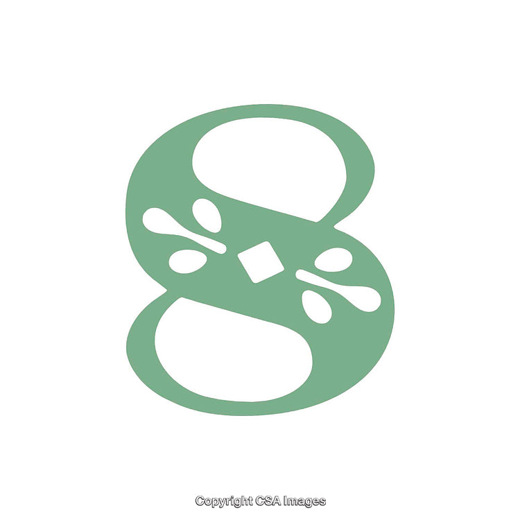 Abstract Green Decorative Design Representing the Number Eight in White Background