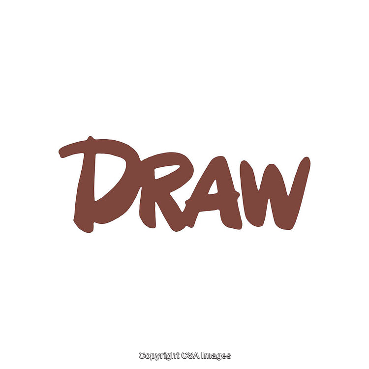 Bold Illustration of the Word 'Draw' in Brown Font on White Background