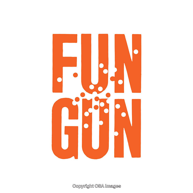 Bold Orange Text Art Featuring the Words 'Fun Gun' in Typography