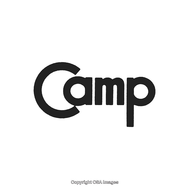 Minimalistic Black and White Styled Camp Text Design on White Background
