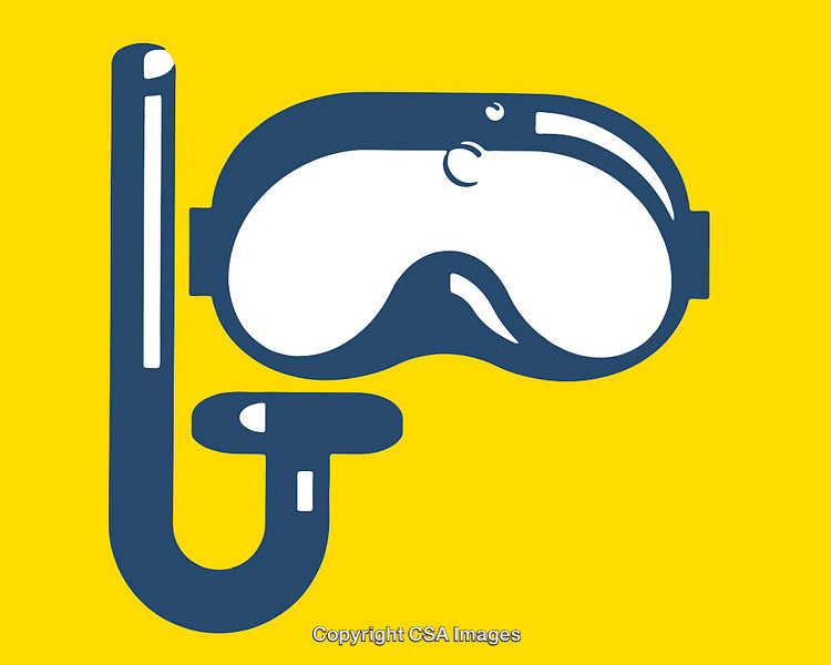 Diving Mask and Snorkel Equipment Illustration on a Vibrant Yellow Background