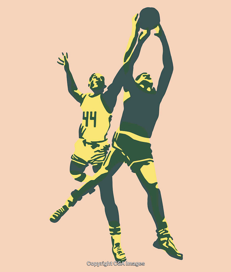 Stylized Illustration of Basketball Players in Action Capturing Intensity and Energy