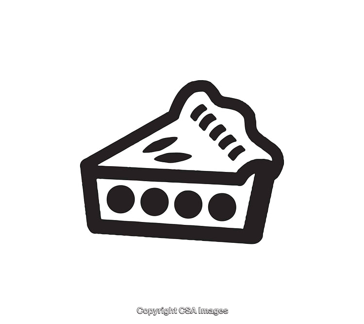 Black and White Line Art Illustration of a Slice of Pie