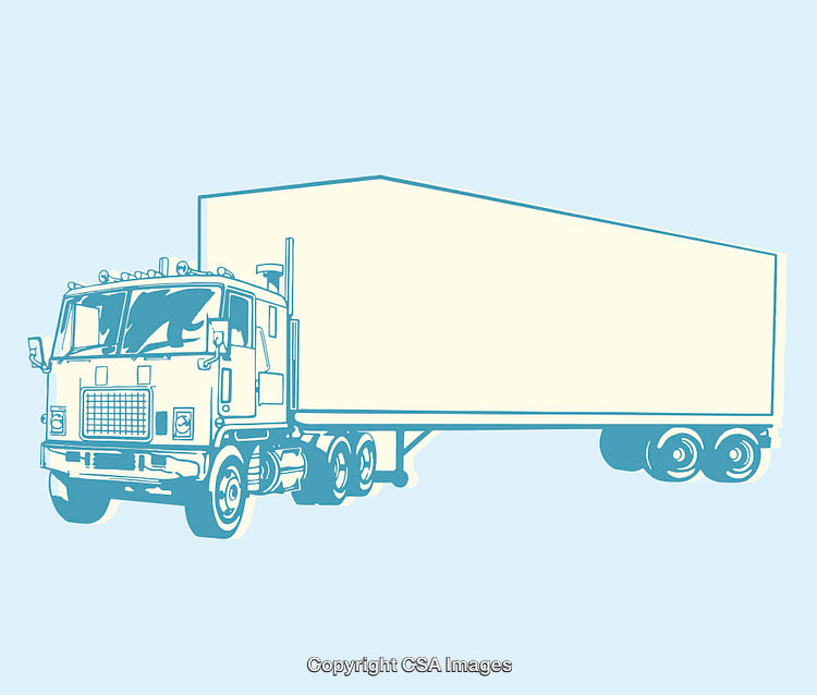 Illustration of a Semi Truck in Minimalist Line Art Style