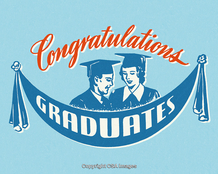 Retro Graduation Congratulations Graphic with Vintage Style Design and Academic Theme