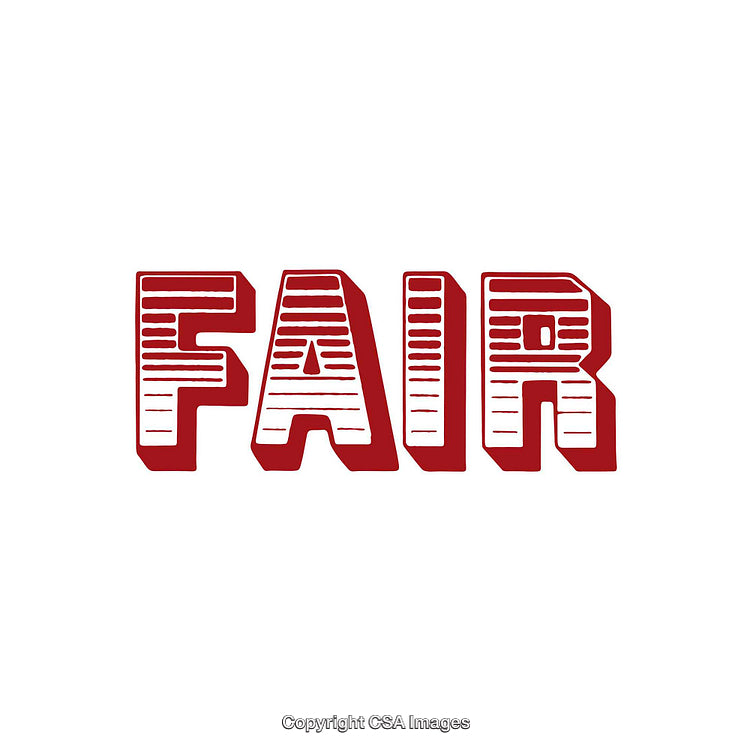Bold Red Typography Word 'Fair' on a White Background