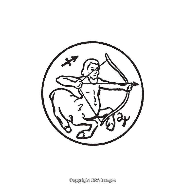 Sagittarius Zodiac Symbol Featuring A Centaur Archer In Line Art Style
