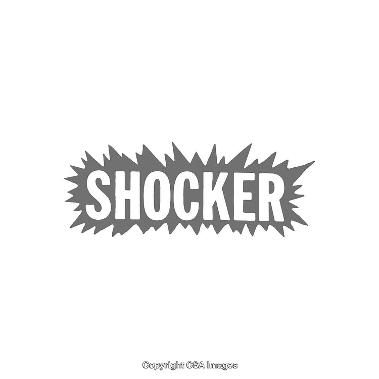 Monochrome Graphic Featuring Text 'Shocker' with a Burst Design